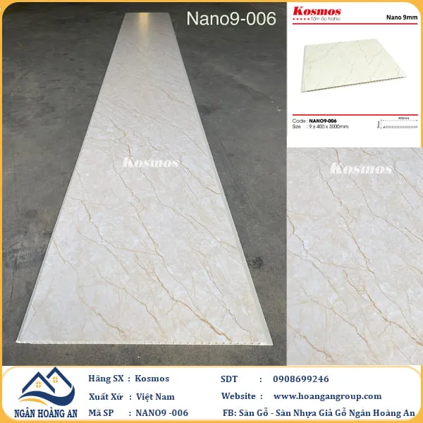  Tấm Nhựa Nano Ốp Tường Ốp Trần Giả Gỗ Kosmos 9mm
